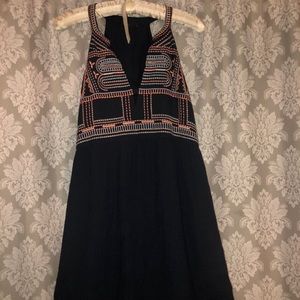 THML Navy & Peach Aztec Linen Knee Length
